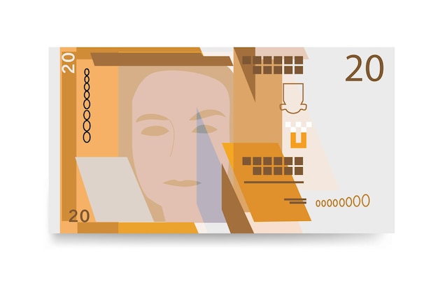 Illustrazione vettoriale della sterlina di gibilterra banconote in fascio di gibilterra soldi di carta 20 gip