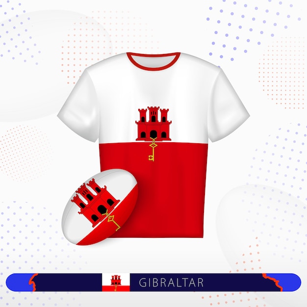 Gibraltar rugby jersey with rugby ball of Gibraltar on abstract sport background