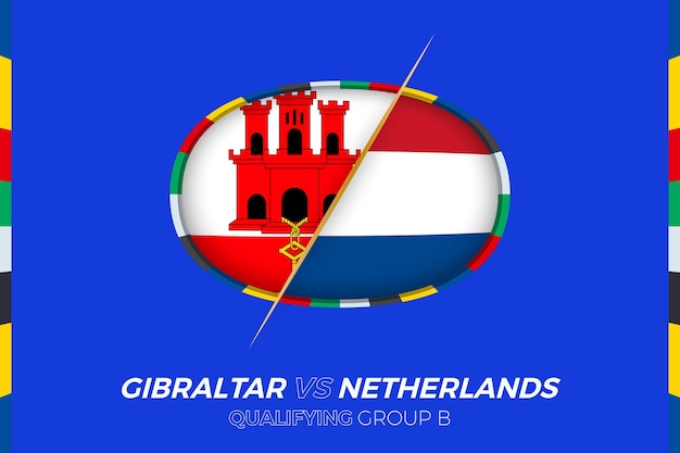 Gibraltar vs Nederland icoon voor kwalificatiegroep B voor Europees voetbaltoernooi