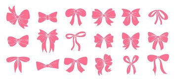 Premium Vector  A set of pink bows with different colors