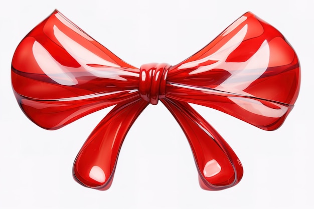 Gift bow and shiny red ribbon on white background with copy space vector illustration