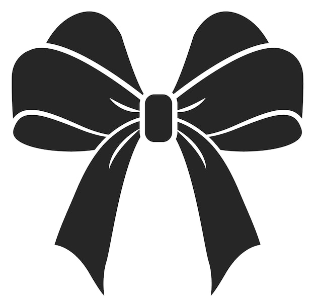 Gift bow silhouette Black present ribbon icon