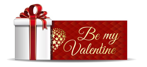 gift box on the background of a greeting card. be my valentine. vector valentines day card