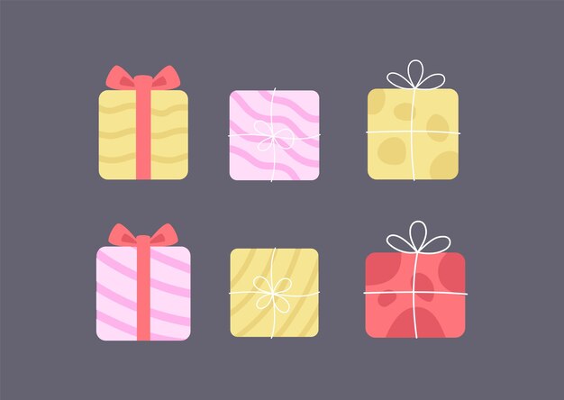 Gift Box Birthday Icon Template Collection Set