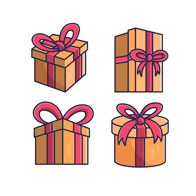 Vector gift box cartoon illustration set