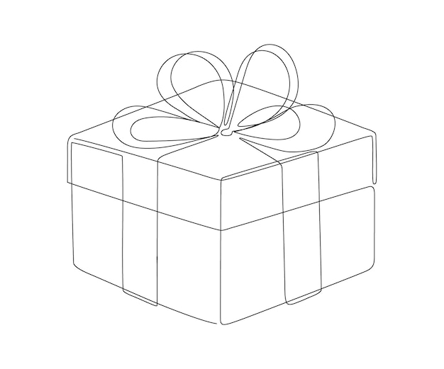 Confezione regalo per il compleanno di natale o per le vacanze con un disegno continuo di una linea d'arte. confezione regalo