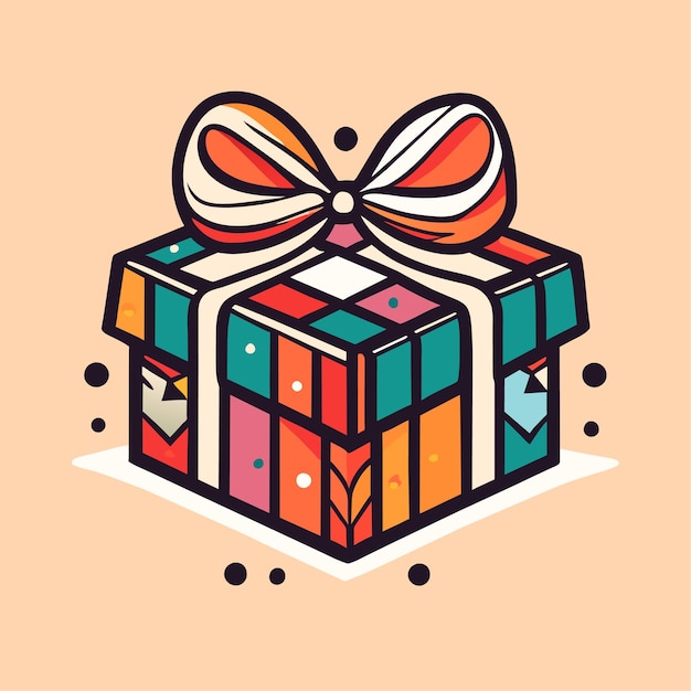 Vector gift box doodle vector illustration