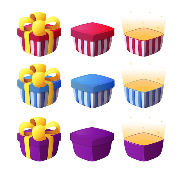 Gift box  for game interfaces Award vector icon Receiving rewards in the game