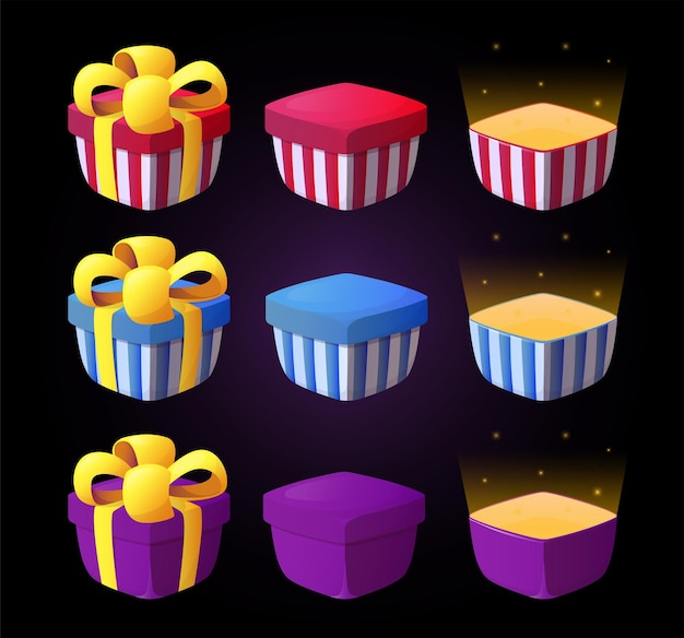 Gift box  for game interfaces Award vector icon Receiving rewards in the game