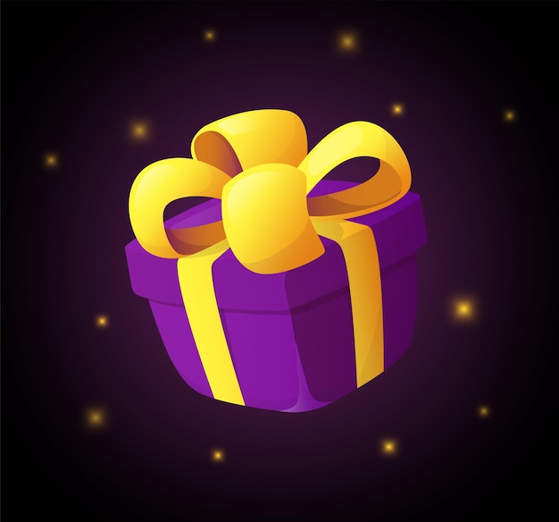 Gift box  for game interfaces. Award vector. Receiving rewards in the game.