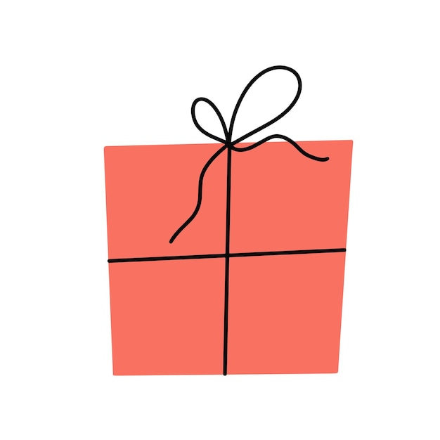 Gift box. Hand drawn simple vector illustration