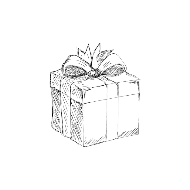 Vector gift box - hand drawn  vector illustration  isolated