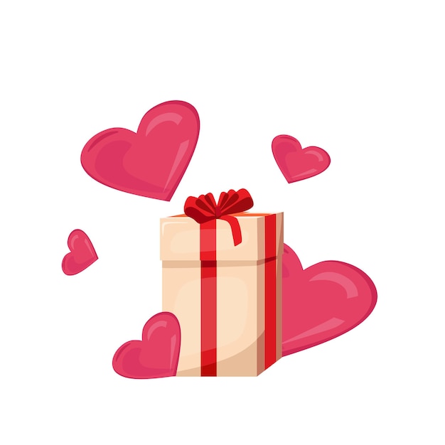 Vector gift box happy valentines day love concept vector cartoon illustration for postcard poster