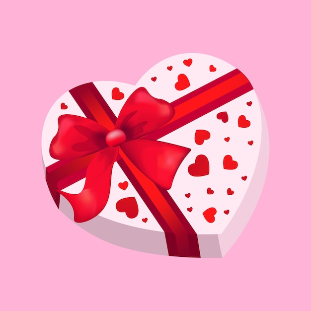 Gift box in heart shape valentines day celebration concept love banner flyer or greeting card