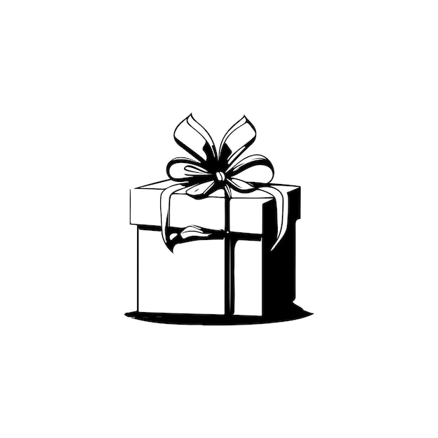 Gift box Icon hand draw black colour diwali logo vector element and symbol