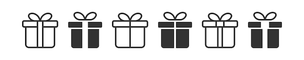 Gift box icon set Christmas box surprise Celebration present Vector illustration