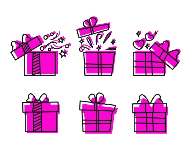 Gift Box icon set isolated on white background