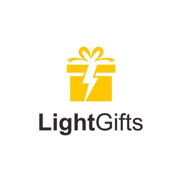 Vector gift box and light symbols simple sleek creative geometric modern logo design