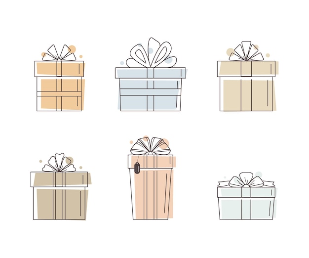 Vector gift box line flat present icon in trendy neutral color for birthday greeting valentines day card