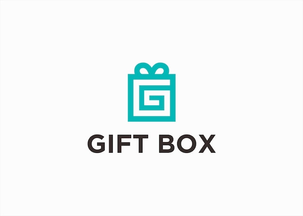 gift box logo with initial letter g design vector silhouette illustration on white background