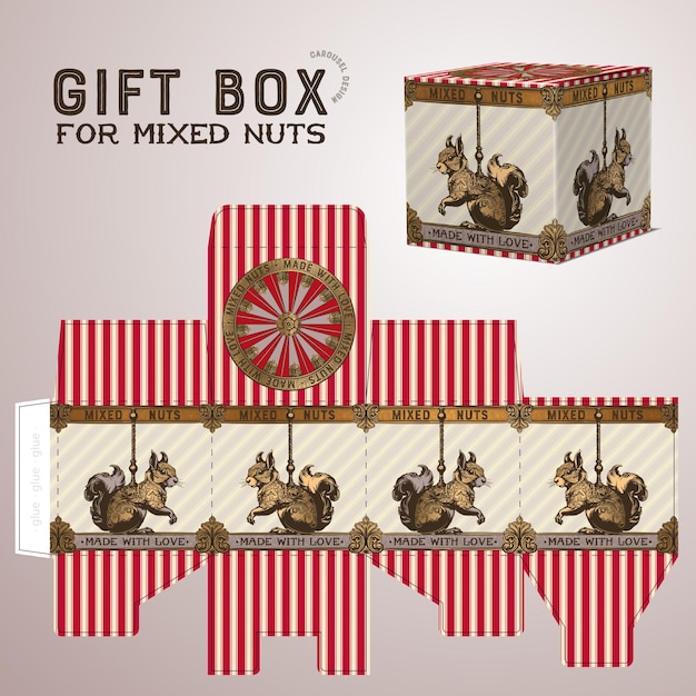 Vector gift box for mixed nuts