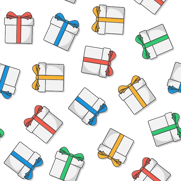 벡터 흰색 배경에 선물 상자 원활한 패턴입니다. 선물 선물 테마 일러스트