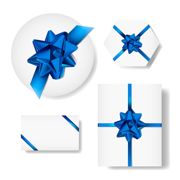 Gift Box set Blue ribbon and bow