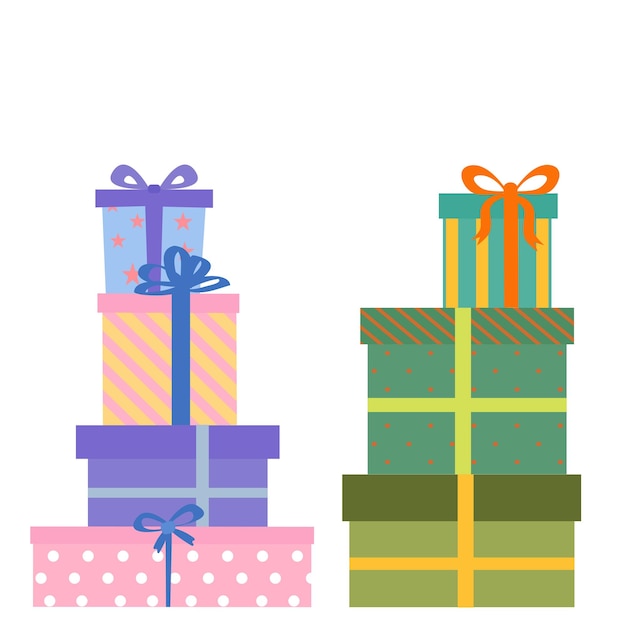 Набор подарочных коробок Стопка разных подарков к Рождеству