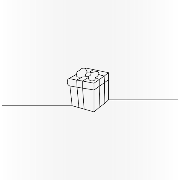 선물 상자 단일 라인 아트 연속 한 라인 그림의 고립 된 윤 터 아트