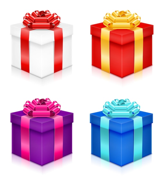 Gift box with bow and ribbon stock vector illustration