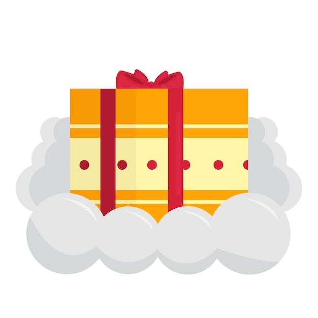 Gift box with cloud icon. Christmas season decoration and celebration theme. Isolated design. Vector