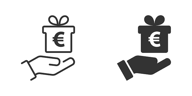 Gift box with euro sign Vector illustration