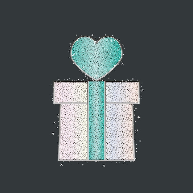 Gift box with a heart and sparkling effect