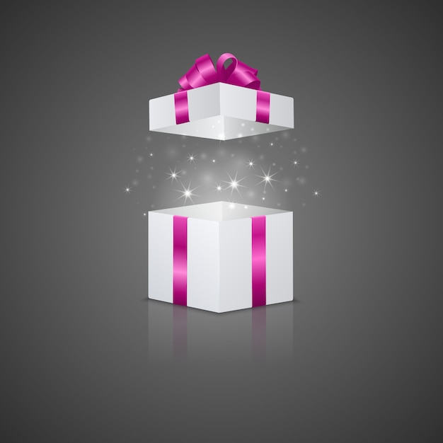 Vector gift box with a magic effect