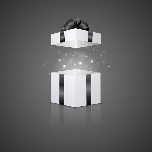 Vector gift box with a magic effect