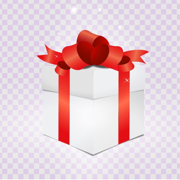 Gift box with red ribbon isolated on transparent background Vector illustration EPS10