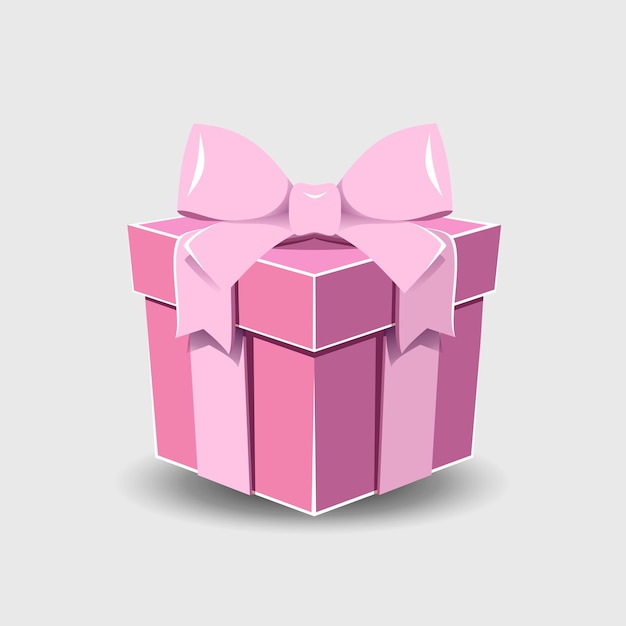 Gift box with a ribbon bow on a gray background.
 realistic vector icon for gift