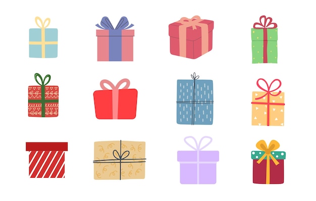 Gift boxes, gift box icons. christmas gift icon illustration vector symbol surprise present