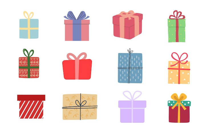 Gift boxes, Gift box icons. Christmas gift icon illustration vector symbol Surprise present
