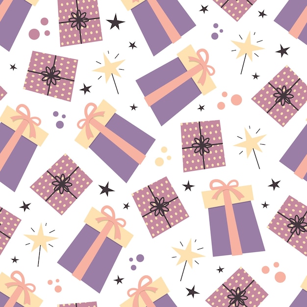 Gift boxes seamless pattern Background for wallpapers textiles wrapping papers fabrics web pages