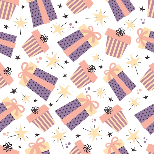 Gift boxes seamless pattern