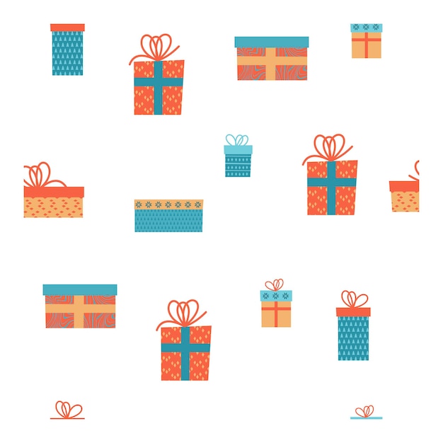 Gift boxes. Seamless pattern.