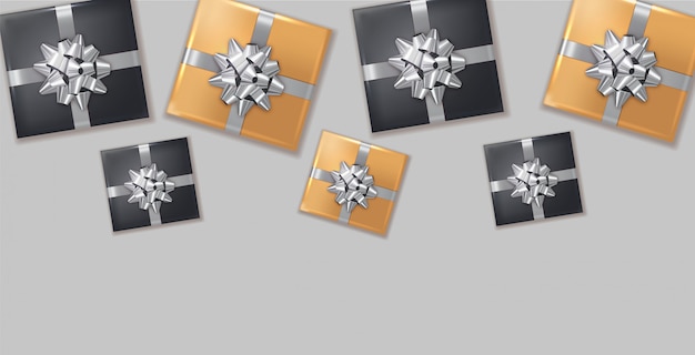 Vector gift boxes silver bow