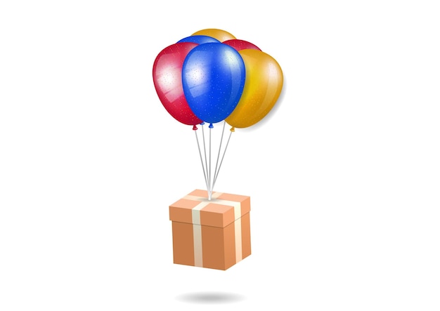 Подарочные коробки, перевязанные воздушным шаром