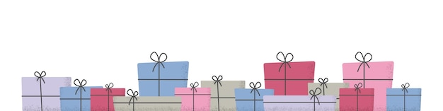 Gift boxes with ribbon and bow in flat