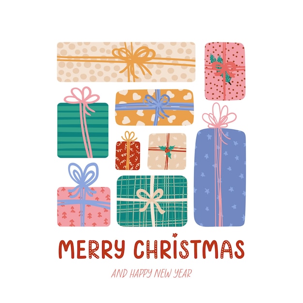 gift boxes with ribbon and bows different shapes and sizes big pile of presents in festive wrapping