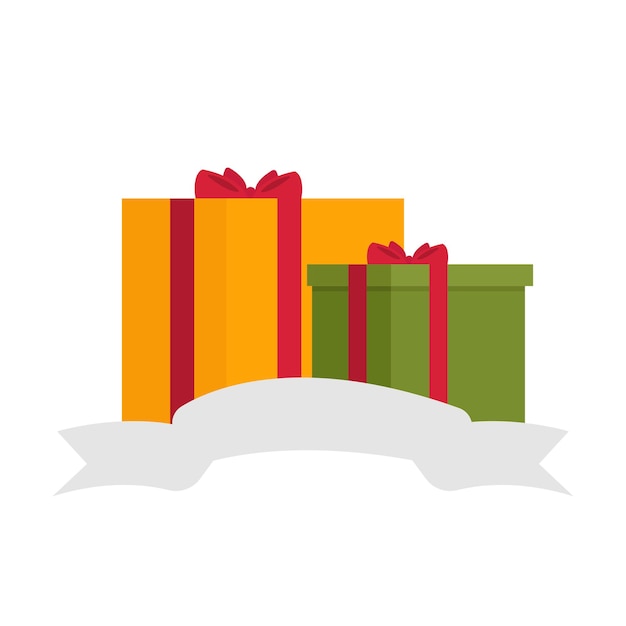 Подарочные коробки с иконой ленты. Плоская иллюстрация подарочных коробок со значком ленты для веб-дизайна