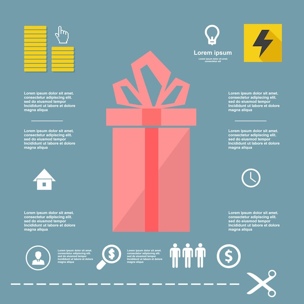 Design piatto di elementi infografici di affari regalo