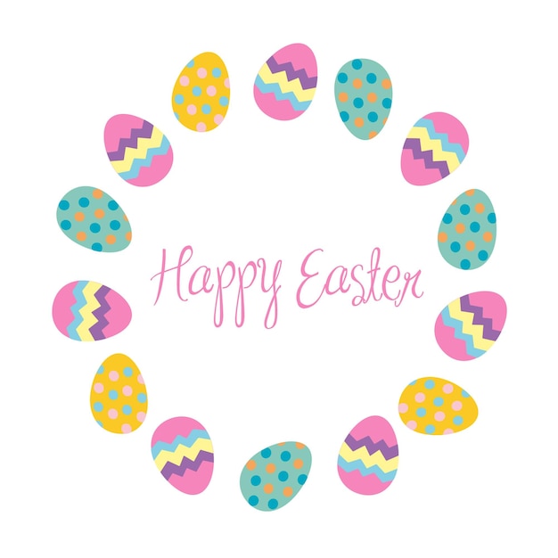 Vector gift card easter eggs with happy easter inscription banner