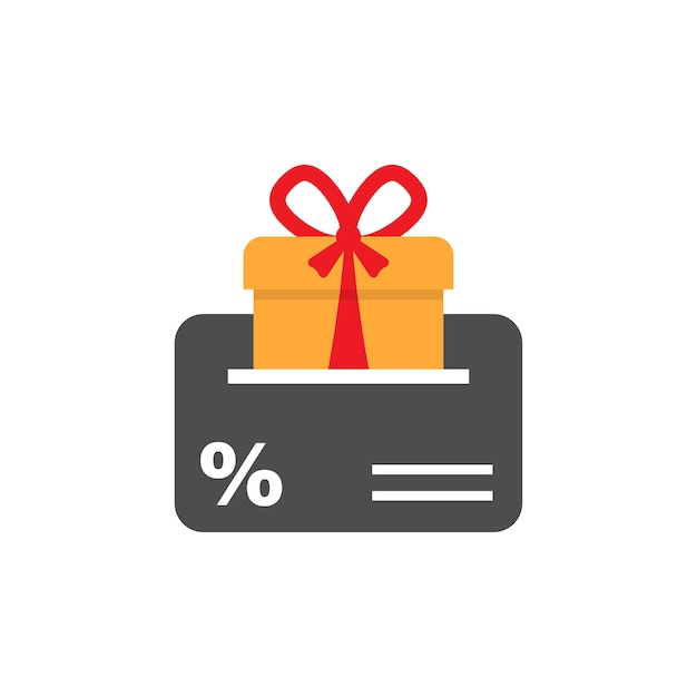 Icona della carta regalo in stile piatto buono sconto illustrazione vettoriale su sfondo isolato concetto di business con segno di certificato bonus